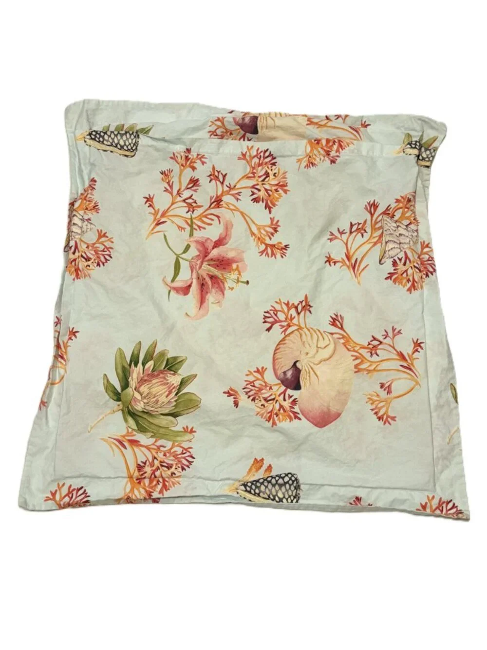 Pottery Barn Atlantic Seashells Ocean Sea Life EURO Pillow Shams X2 Nautical